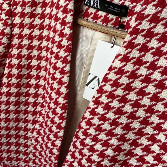 ZARA houndstooth textured collarless blazer blogger favorite - Picture 4 of 7